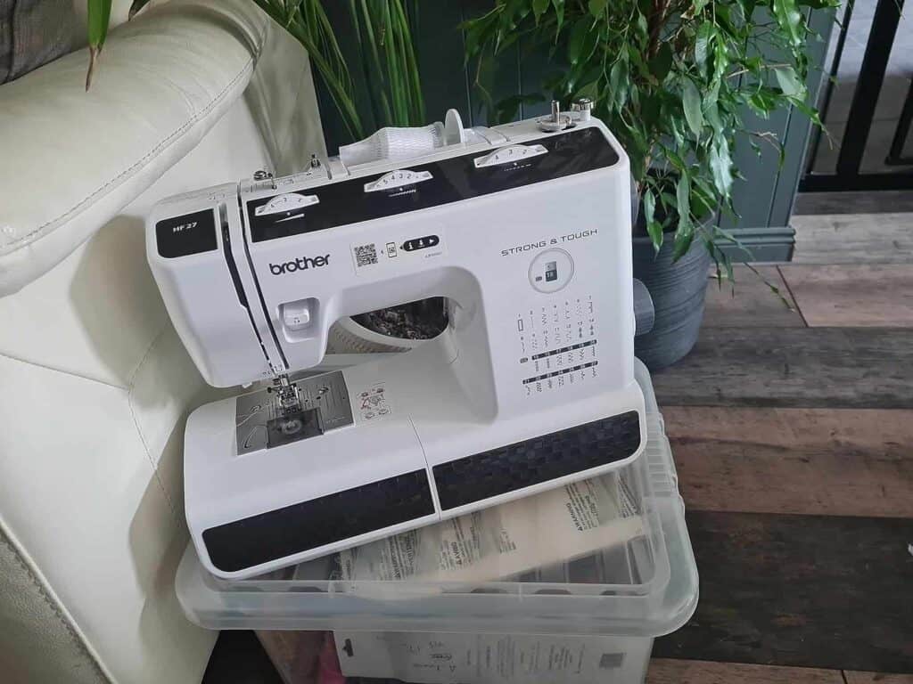 view-of-brother-hf27 good sewing machine for beginners uk-unboxing-purchased-package-arrival-at-home-testing-experience